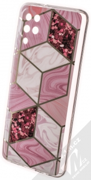 1Mcz Geometric Marble Skinny Cover ochranný kryt pro Samsung Galaxy A12, Galaxy M12 růžová (pink)