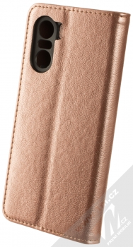 1Mcz Grain Magnetic Book flipové pouzdro pro Xiaomi Mi 11i, Poco F3 růžově zlatá (rose gold) zezadu