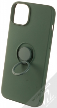 1Mcz Grip Ring ochranný kryt s držákem na prst pro Apple iPhone 14 Plus tmavě zelená (forest green) držák