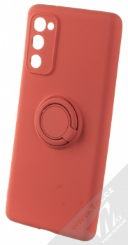 1Mcz Grip Ring Skinny ochranný kryt s držákem na prst pro Samsung Galaxy S20 FE, Galaxy S20 FE 5G cihlově červená (brick red)