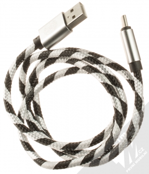 1Mcz Hat Prince Braided opletený USB kabel s USB Type-C konektorem bílá černá (white black) komplet