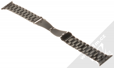 1Mcz Kovový řemínek pro Apple Watch 42mm, Watch 44mm, Watch 45mm černá (black) rozepnuté