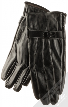 1Mcz Leather Gloves kožené rukavice pro kapacitní dotykový displej černá (black)