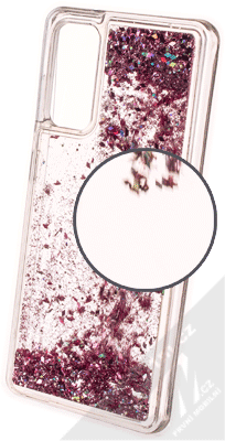 1Mcz Liquid Diamond Sparkle ochranný kryt s přesýpacím efektem třpytek pro Samsung Galaxy S20 FE, Galaxy S20 FE 5G růžově zlatá (rose gold)