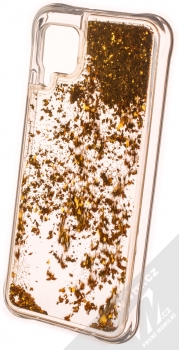 1Mcz Liquid Diamond Sparkle ochranný kryt s přesýpacím efektem třpytek pro Huawei P40 Lite zlatá (gold) zezadu