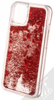 1Mcz Liquid Heart Sparkle ochranný kryt s přesýpacím efektem třpytek pro Apple iPhone 13 červená (red) zezadu