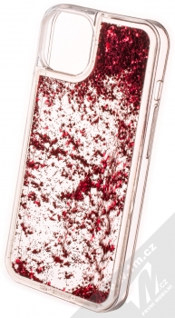 1Mcz Liquid Hexagon Sparkle ochranný kryt s přesýpacím efektem třpytek pro Apple iPhone 13 červená (red) zezadu