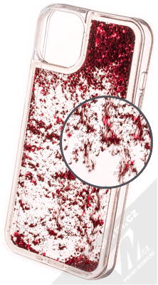 1Mcz Liquid Hexagon Sparkle ochranný kryt s přesýpacím efektem třpytek pro Apple iPhone 13 červená (red)