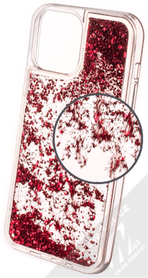 1Mcz Liquid Hexagon Sparkle ochranný kryt s přesýpacím efektem třpytek pro Apple iPhone 13 Pro Max červená (red)