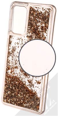 1Mcz Liquid Hexagon Sparkle ochranný kryt s přesýpacím efektem třpytek pro Samsung Galaxy A72, Galaxy A72 5G zlatá (gold)