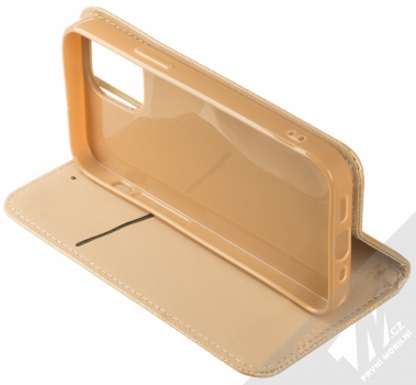 1Mcz Magnet Book Color flipové pouzdro pro Apple iPhone 13 mini zlatá (gold) stojánek