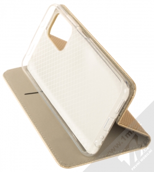 1Mcz Magnet Book flipové pouzdro pro Xiaomi Redmi Note 10, Redmi Note 10S zlatá (gold) stojánek