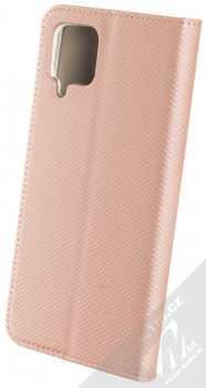 1Mcz Magnet Book flipové pouzdro pro Samsung Galaxy A12 růžově zlatá (rose gold) zezadu