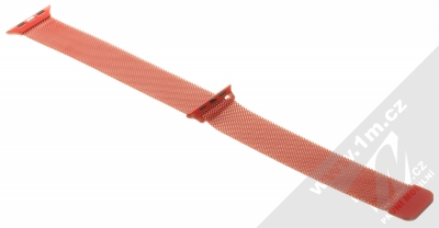 1Mcz Milanese magnetický řemínek z leštěného kovu pro Apple Watch 38mm, Watch 40mm, Watch 41mm červená (red) rozepnuté