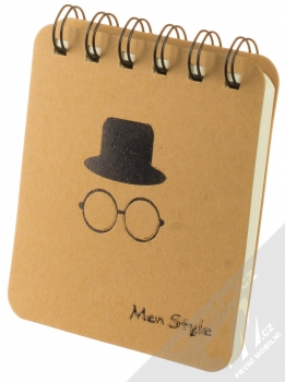 1Mcz Poznámkový blok Men Style Brýlatý klobouk 84 x 90 mm, čistý, 60 listů bílá (white)