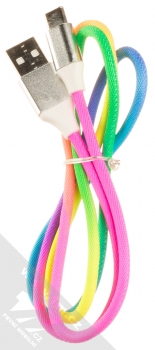 1Mcz Rainbow Cable pestrobarevný USB kabel s USB Type-C konektorem duhová (rainbow) komplet