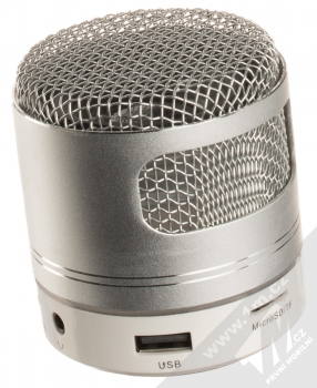 1Mcz Round Speaker Bluetooth reproduktor se světelnými efekty stříbrná (silver) zezadu