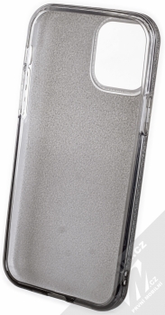1Mcz Shining Duo TPU třpytivý ochranný kryt pro Apple iPhone 12, iPhone 12 Pro stříbrná černá (silver black) zepředu
