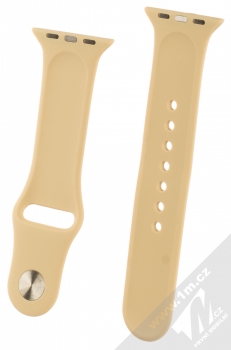 1Mcz Silikonový sportovní řemínek pro Apple Watch 38mm, Watch 40mm pískově béžová (sand) zezadu