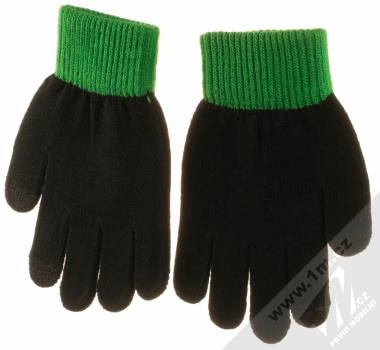 1Mcz Touch Gloves Santa Claus dětské pletené rukavice pro kapacitní dotykový displej černá zelená (black green) dlaň rukou