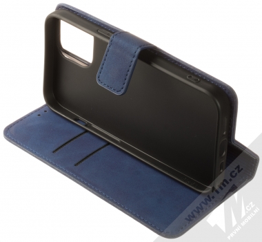 1Mcz Velvet Book flipové pouzdro pro Apple iPhone 14 tmavě modrá (dark blue) stojánek