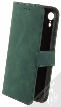 1Mcz Velvet Book flipové pouzdro pro Apple iPhone XR tmavě zelená (dark green)
