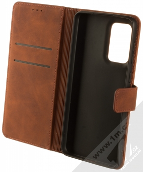 1Mcz Velvet Book flipové pouzdro pro Samsung Galaxy A33 5G hnědá (brown) otevřené