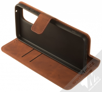 1Mcz Velvet Book flipové pouzdro pro Samsung Galaxy A33 5G hnědá (brown) stojánek