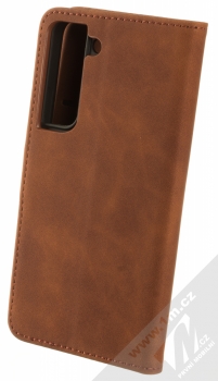 1Mcz Velvet Book flipové pouzdro pro Samsung Galaxy S22 5G hnědá (brown) zezadu