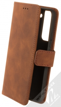 1Mcz Velvet Book flipové pouzdro pro Samsung Galaxy S22 5G hnědá (brown)