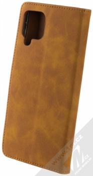 1Mcz Velvety Marten Book flipové pouzdro pro Samsung Galaxy A12, Galaxy M12 okrově hnědá (ochre brown) zezadu