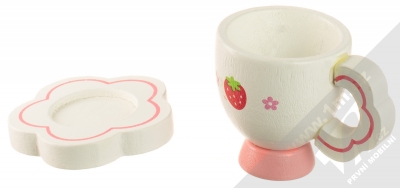 1Mcz YH050 Dětská čajová souprava ze dřeva 16 ks bílá světle růžová (white light pink) hrneček s podtáckem