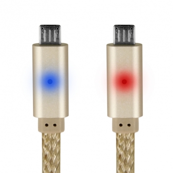 4smarts GleamCord plochý USB kabel s microUSB konektorem a LED indikací stavu nabíjení pro mobilní telefon, mobil, smartphone, tablet zlatá (gold) - LED indikace