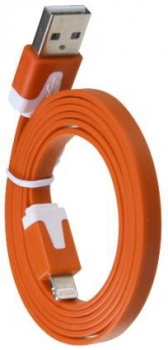 USB kabel plochý s Lightning konektorem pro Apple iPhone, iPad, iPod oranžová (orange)