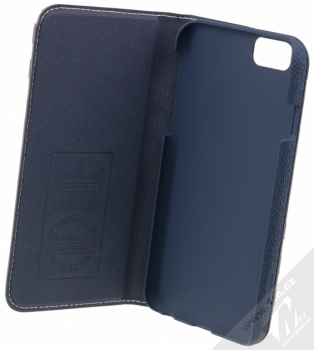 Adidas Booklet Case Suede flipové pouzdro pro Apple iPhone 6, iPhone 6S (BA5667) modro bílá (blue white) otevřené