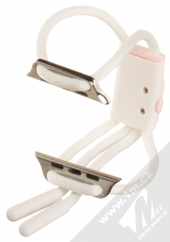 Baseus Lockable Rope Strap sportovní provázkový řemínek pro Apple Watch 42mm, Watch 44mm, Watch 45mm (LBAPWA4-B24) bílá růžová (white pink)