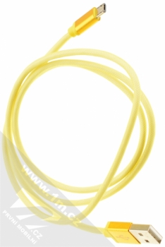 Blue Star Metal kovově opletený USB kabel s microUSB konektorem pro mobilní telefon, mobil, smartphone žlutá (yellow) balení