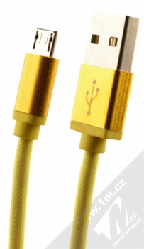 Blue Star Metal kovově opletený USB kabel s microUSB konektorem pro mobilní telefon, mobil, smartphone žlutá (yellow)
