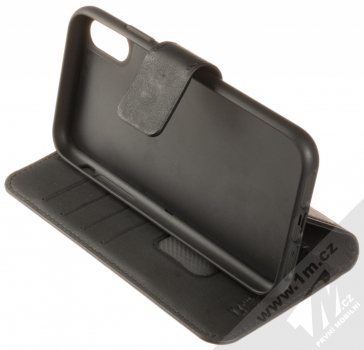 Bugatti Zurigo Full Grain Leather Booklet Case flipové pouzdro z pravé kůže pro Apple iPhone XR černá (black) stojánek