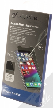 CellularLine Second Glass Ultra Capsule ochranné tvrzené sklo na kompletní zahnutý displej pro Apple iPhone XS Max černá (black) krabička