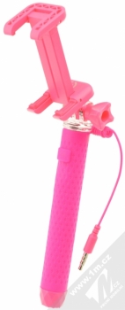 Celly Selfie Mini teleskopická tyč, držák do ruky s tlačítkem spouště přes audio konektor jack 3,5mm růžová (pink)