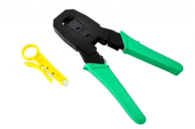 1Mcz Krimpovací kleště pro telefonní síť a nožík černá zelená (black green)