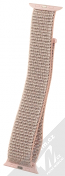 Devia Nylon Sport Band nylonový pásek na zápěstí pro Apple Watch 42mm, Watch 44mm, Watch 45mm světle růžová (pink sand) v přímce zezadu