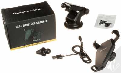 Forcell Arm Wireless Charger univerzální držák s bezdrátovým nabíjením na palubní desku a do mřížky ventilace automobilu černá (black) balení