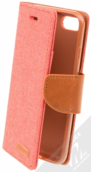 Forcell Canvas Book flipové pouzdro pro Apple iPhone 7, iPhone 8 světle růžová hnědá (red camel)