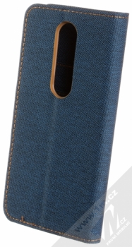 Forcell Canvas Book flipové pouzdro pro Nokia 6.1 Plus tmavě modrá hnědá (dark blue camel) zezadu