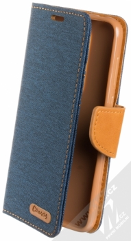 Forcell Canvas Book flipové pouzdro pro Nokia 6.1 Plus tmavě modrá hnědá (dark blue camel)