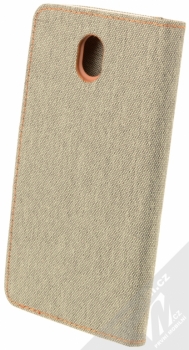 Forcell Canvas Book flipové pouzdro pro Samsung Galaxy J7 (2017) šedá hnědá (grey camel) zezadu