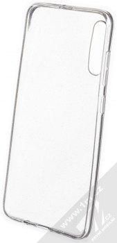Forcell Crystal Glitter třpytivý ochranný kryt pro Samsung Galaxy A70 průhledná střírná (transparent silver) zepředu