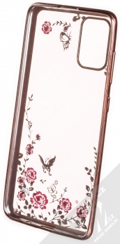 Forcell Diamond Flower TPU ochranný kryt pro Samsung Galaxy A71 růžově zlatá (rose gold) zepředu